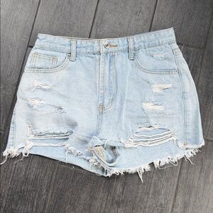 🔥 SHEIN denim jeans shorts light wash size Medium 6 Women's teens